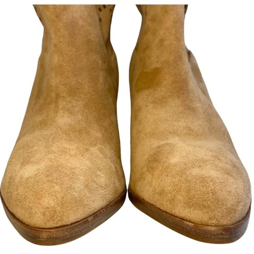 Diane Von Furstenberg Jaen Perforated Almond Toe Bootie in Sand Size 10 NWT - Picture 5 of 12